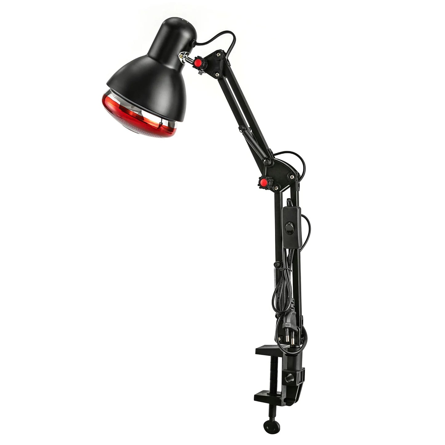 Lámpara de terapia infrarroja Nexorretail de 150W con cabezal ajustable 360° y mesa plegable para tratamiento relajante.