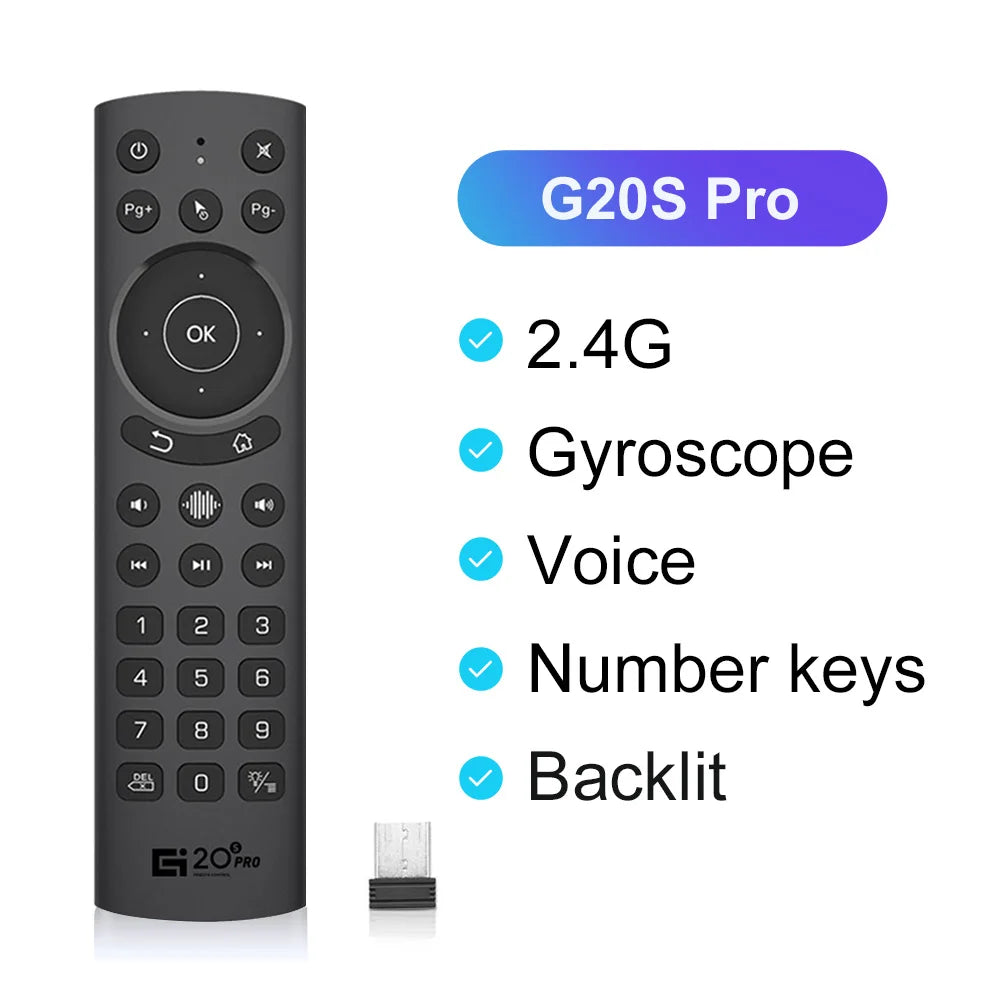 Control remoto por voz VONTAR G20S Pro de Nexorretail, mouse inalámbrico con giroscopio y funciones de reconocimiento de voz.