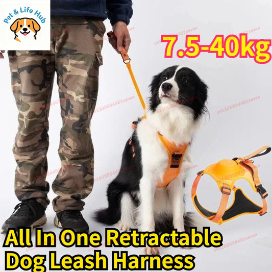 Arnés Retráctil Todo en Uno para Perros, Anti-Escape, Sin Tirones, Estilo Chaleco para Perros Medianos y Grandes