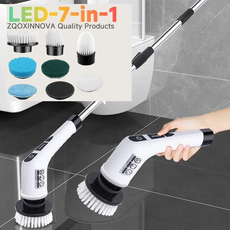 Cepillo de limpieza eléctrica, depurador giratorio 7 en 1, herramienta de limpieza para cocina/baño/sala de estar, cepillos de pelo para el hogar