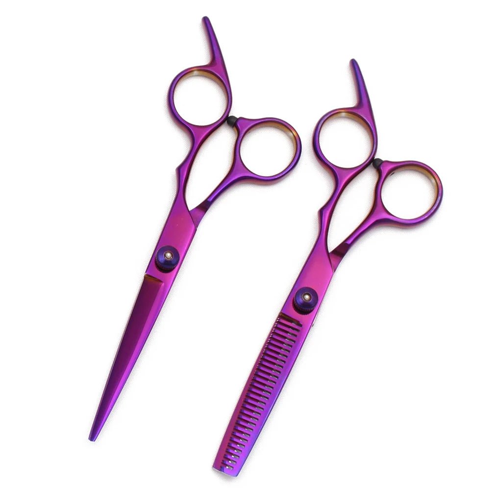 Set de tijeras de peluquería profesionales Nexorretail de acero inoxidable, incluye tijeras de corte y entrecortar con peine.