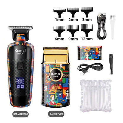 Cortadora de pelo profesional Kemei Grafiti de Nexorretail, máquina de afeitar USB con diseño moderno y cabezal de corte.