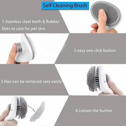 Cepillo para perros y gatos Nexorretail con función de autolimpieza y peine removedor de pelo, ideal para eliminar pelo suelto.