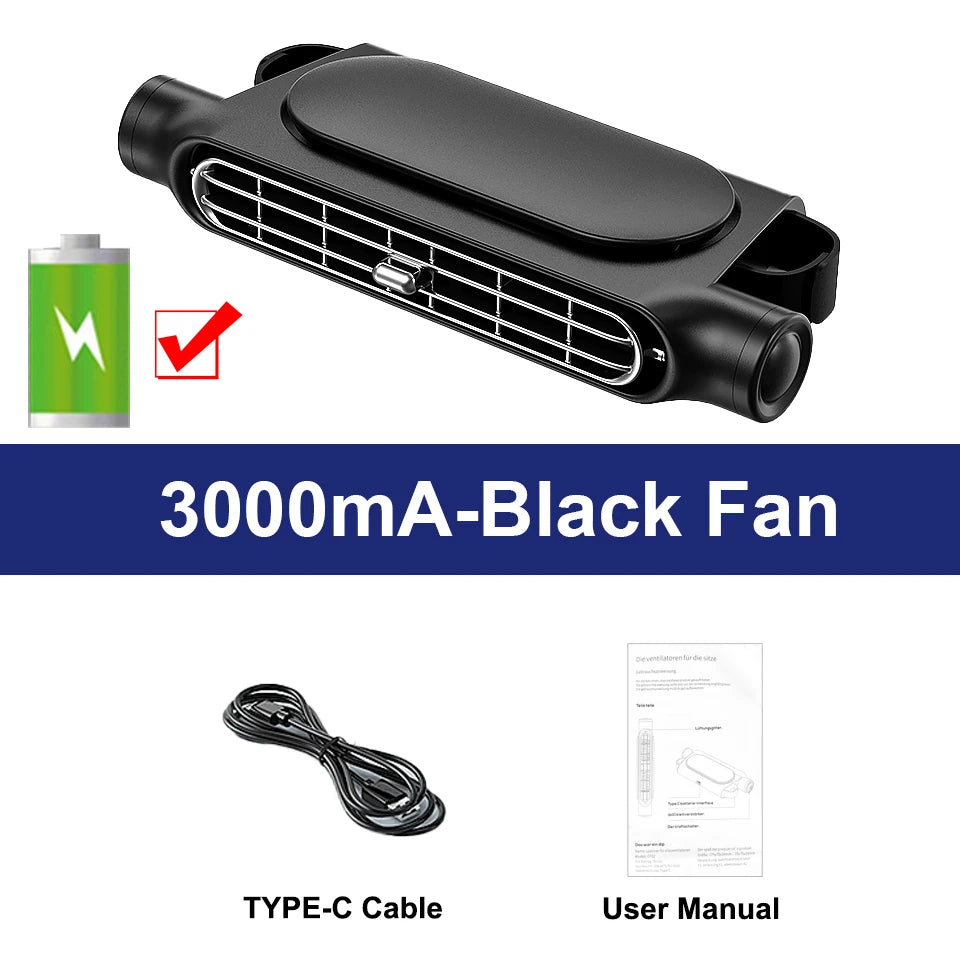 Ventilador de Refrigeración para Asiento de Coche, 3 Velocidades Ajustables, USB 5V, Ventilador de Aire para Reposacabezas de Coche, Ventilador para Asiento Delantero y Trasero, Accesorios para el Interior del Coche