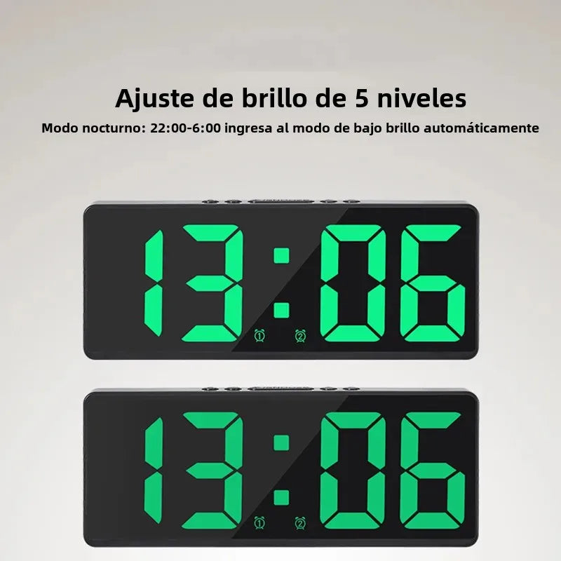Reloj despertador Digital acrílico/espejo, Control por voz, repetición, modo nocturno, reloj de mesa, función antidisturbios de 12/24H, reloj electrónico LED