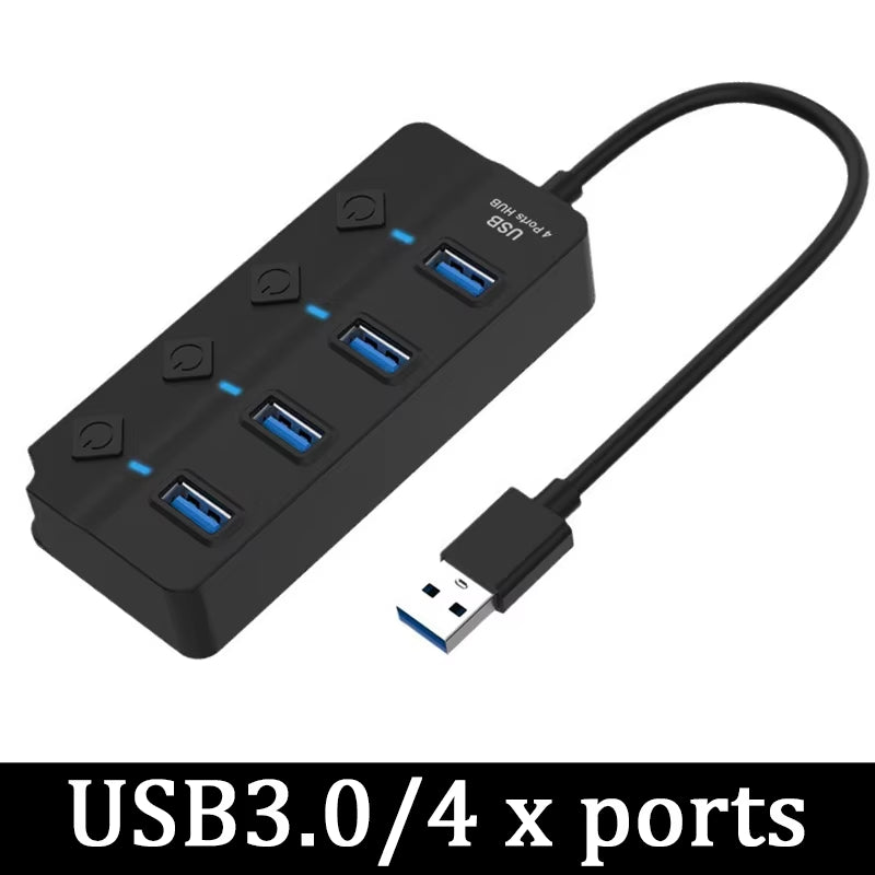 Adaptador de Corriente USB 3.0, Divisor USB Múltiple de 4/7 Puertos, Concentrador USB 2.0, Extensor USB Múltiple, Cable de 30CM, Estaciones de Acoplamiento