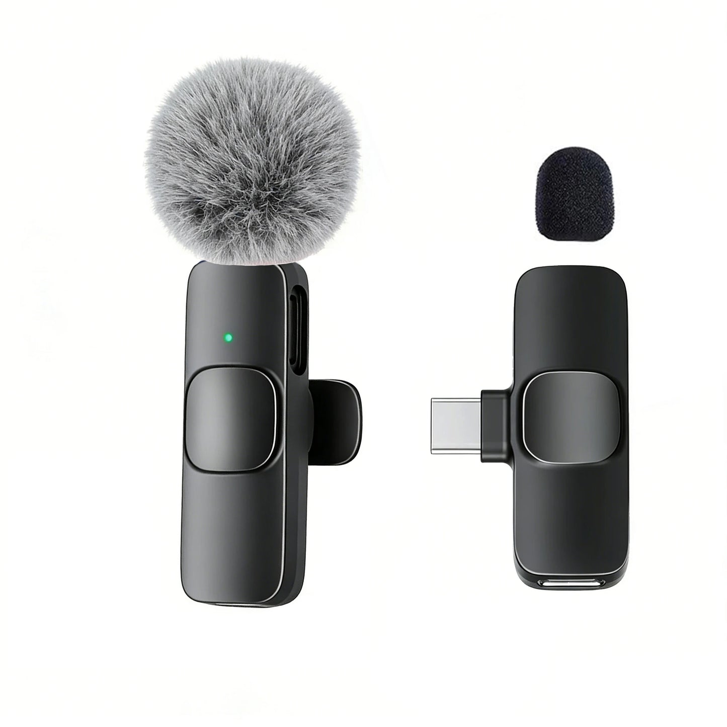 Micrófono lavalier inalámbrico Nexorretail tipo C con clip para solapa, diseño compacto y fácil de usar para grabaciones y transmisiones.