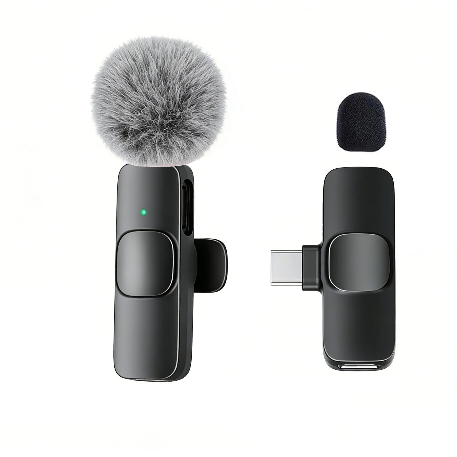 Micrófono lavalier inalámbrico Nexorretail tipo C con clip para solapa, diseño compacto y fácil de usar para grabaciones y transmisiones.