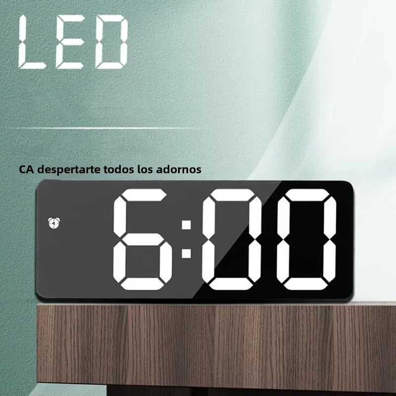 Reloj despertador Digital acrílico/espejo, Control por voz, repetición, modo nocturno, reloj de mesa, función antidisturbios de 12/24H, reloj electrónico LED