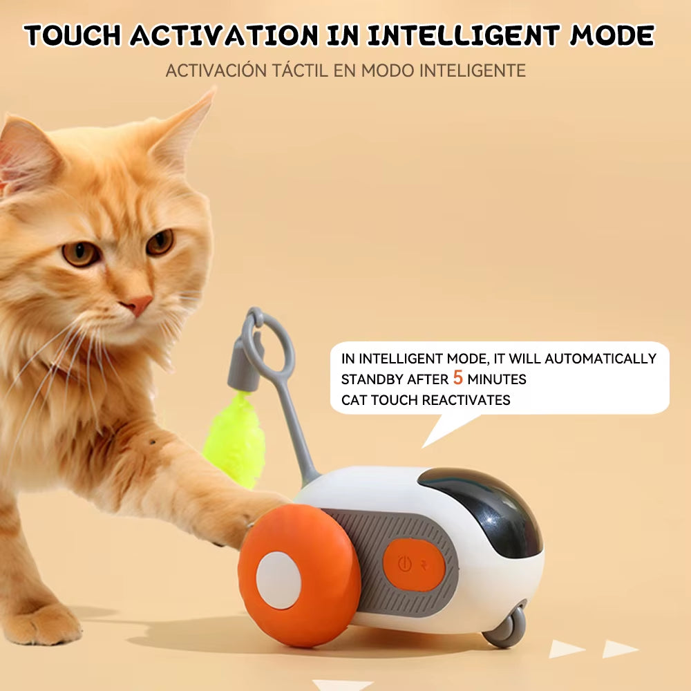 Coche de juguete inteligente para gatos de la marca Nexorretail, con pelota interactiva automática y diseño atractivo.
