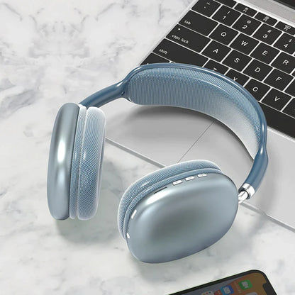 Auriculares Bluetooth inalámbricos Nexorretail P9 con micrófono, cancelación de ruido, sonido estéreo y soporte TF para deportes y juegos.