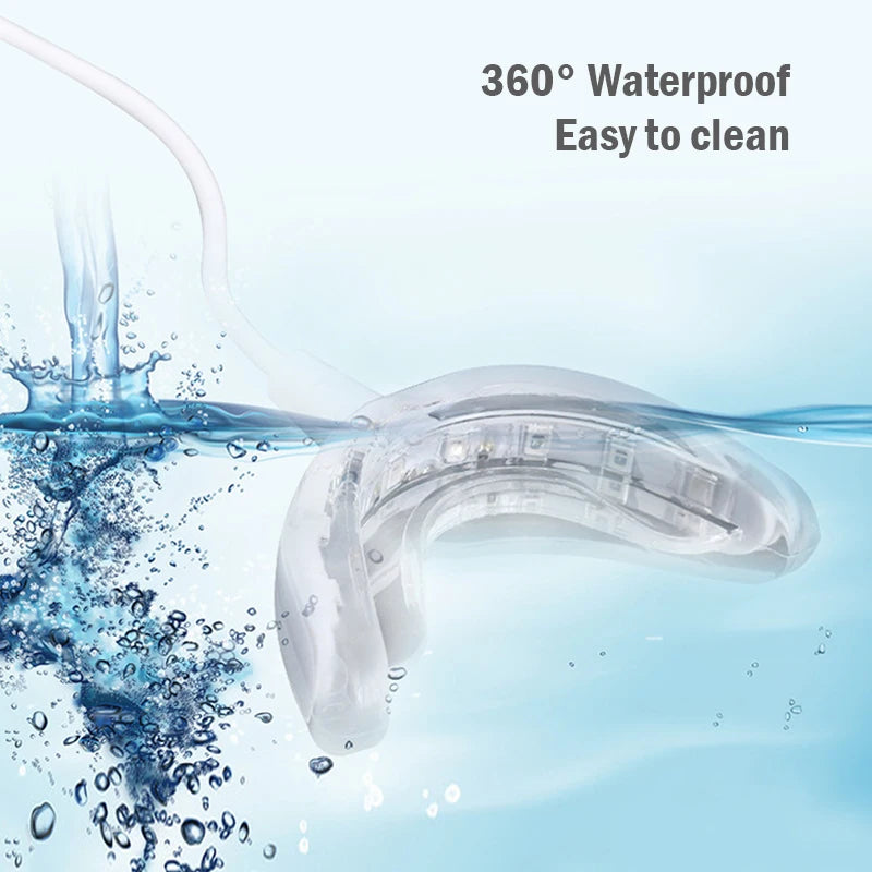 Lámpara blanqueadora de dientes Nexorretail con 16 LED y férula dental portátil conectada por USB, para blanqueamiento dental eficaz.