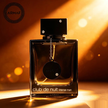 Perfume Armaf Club de Nuit Intense Man 105ml, frasco de Eau de Toilette original, con diseño elegante y tapón plateado.