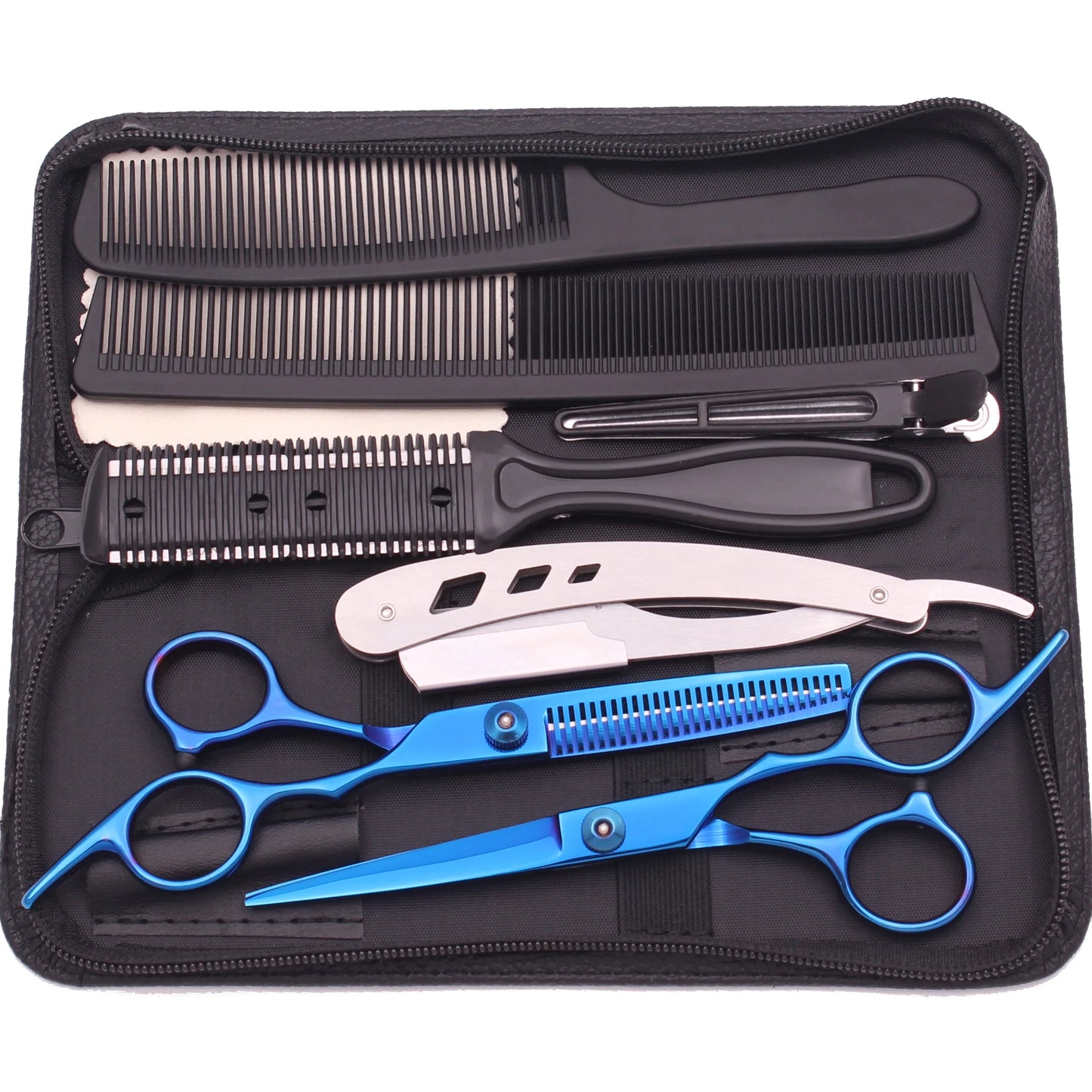 Tijeras de Peluquería Japonesas de Acero Inoxidable, Tijeras de Corte de Pelo Moradas, Set de Tijeras de Entresacar para Barbería con Peine C1001