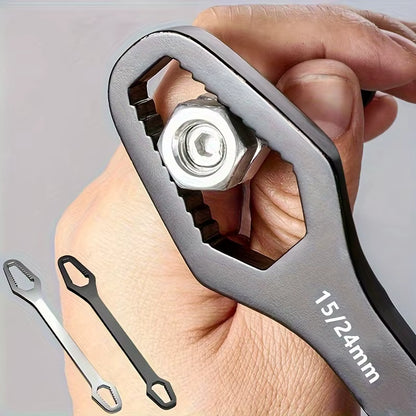Llave Universal de doble punta, llave de reparación de tuercas de tornillo autoajustable de 3-17mm, llave de trinquete de doble cabeza, ajustable, 1 ud.