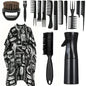 Set de barbería profesional Nexorretail con capa ajustable, peines y tijeras para corte de cabello y estilo personal.