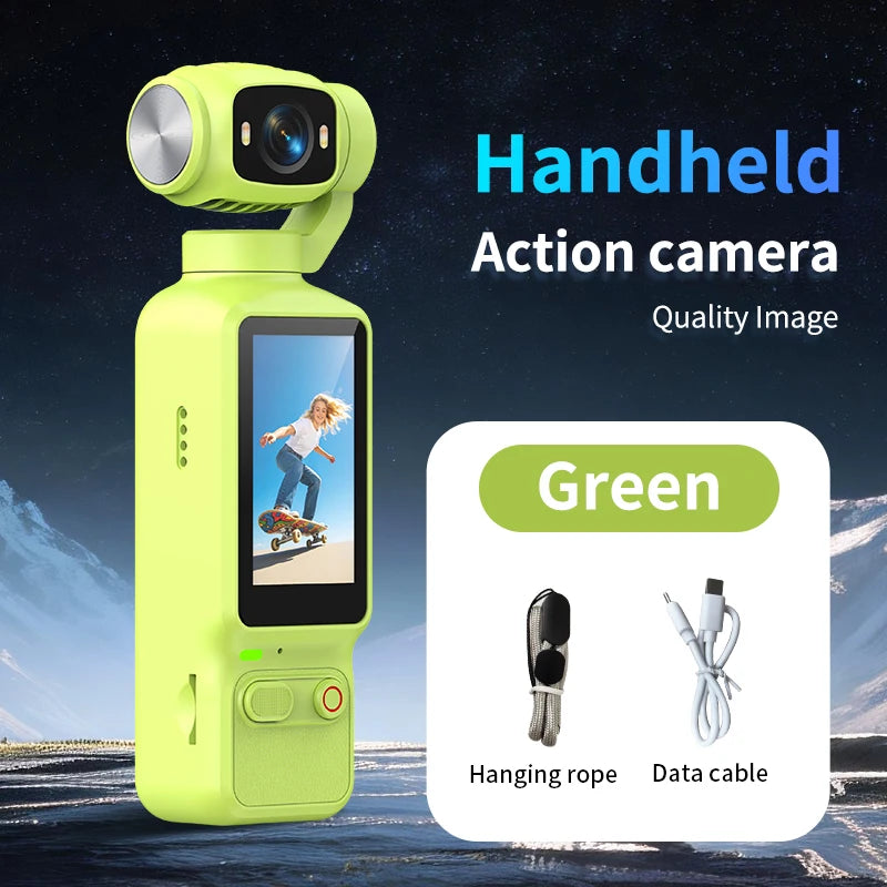 Cámara de acción Lenovo HD 4K y 180° de Nexorretail, mini portátil para grabar vlogs y aventuras en alta definición.