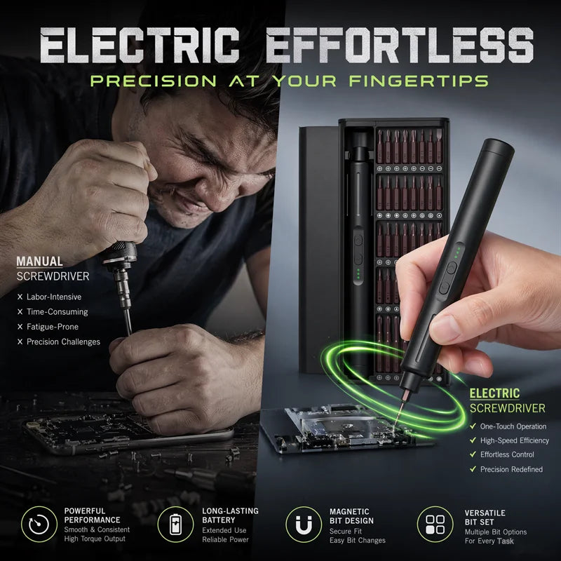 Destornillador Eléctrico 42 en 1 de 8.ª Generación, Kit de Precisión Inalámbrico, Recargable por USB, Alto Torque, para Reparación de Teléfonos, Laptops y Electrónicos