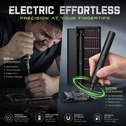 Destornillador Eléctrico 42 en 1 de 8.ª Generación, Kit de Precisión Inalámbrico, Recargable por USB, Alto Torque, para Reparación de Teléfonos, Laptops y Electrónicos