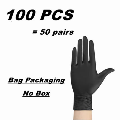 Guantes desechables de nitrilo negro para el trabajo, guantes de limpieza para el hogar sin látex, tatuajes mecánicos texturizados, tinte para el cabello, belleza, 10/20/50/100 Uds.