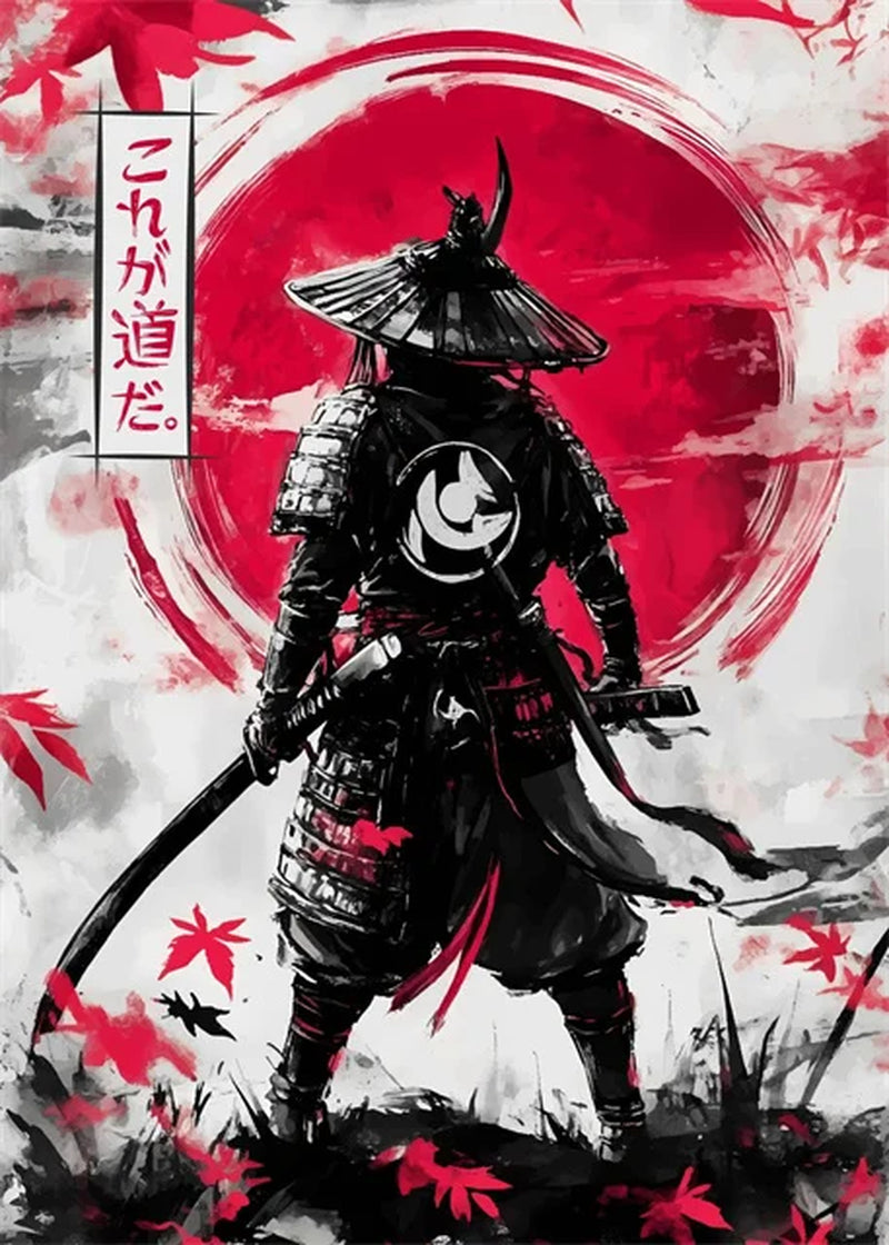 Pósteres de guerrero samurái japonés, lienzo impreso, pintura artística abstracta samurái japonés, imágenes artísticas de pared para decoración del hogar y la sala de estar