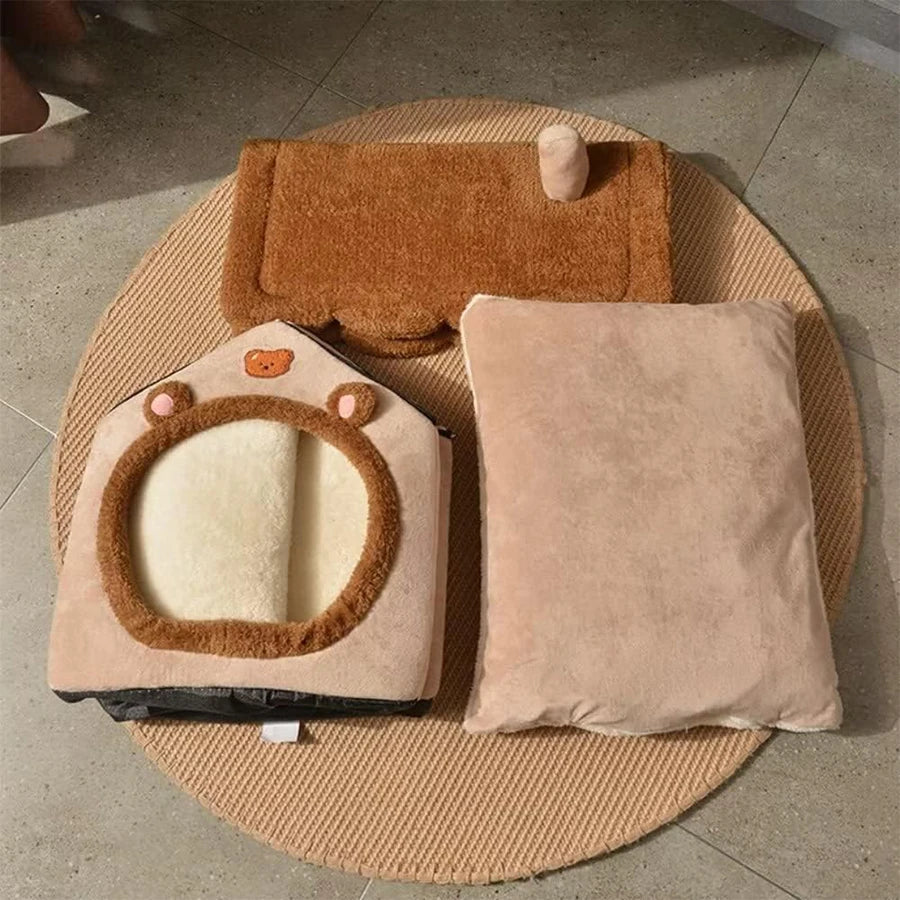 Casa plegable para mascotas, casa lavable extraíble para gatos, cueva para cachorros, sofá, cama para mascotas, casa para perros extra pequeños y gatos pequeños y medianos