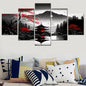 5 piezas de lienzo de paisaje, negro, rojo, montañas japonesas, agua, decoración del hogar, imágenes impresas para pared de salón, obra de arte Interior
