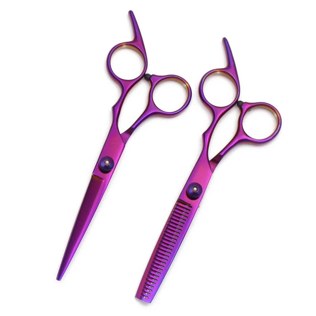 Tijeras de Peluquería Japonesas de Acero Inoxidable, Tijeras de Corte de Pelo Moradas, Set de Tijeras de Entresacar para Barbería con Peine C1001
