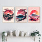 Pintura en lienzo de paisaje Natural japonés sin marco, carteles negros y rojos, impresiones artísticas de pared con tinta Vintage para sala de estar y hogar, 3 uds.