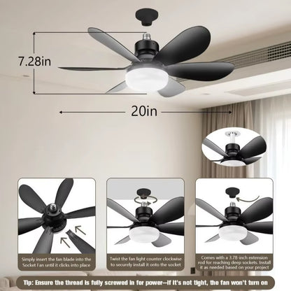 Ventilador de techo de 30W con luz E27 y función de atenuación LED con control remoto, adecuado para sala de estar, estudio y uso doméstico, 85-265V