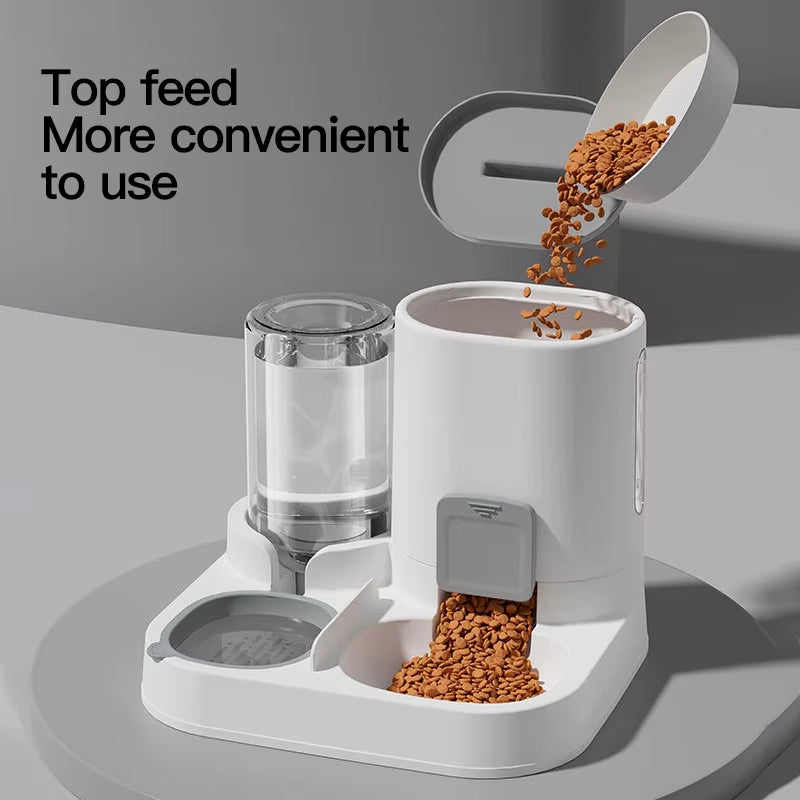 Dispensador y comedero automático de agua para gatos con relleno por gravedad, diseño de una sola pieza de gran capacidad a prueba de derrames, 1 paquete