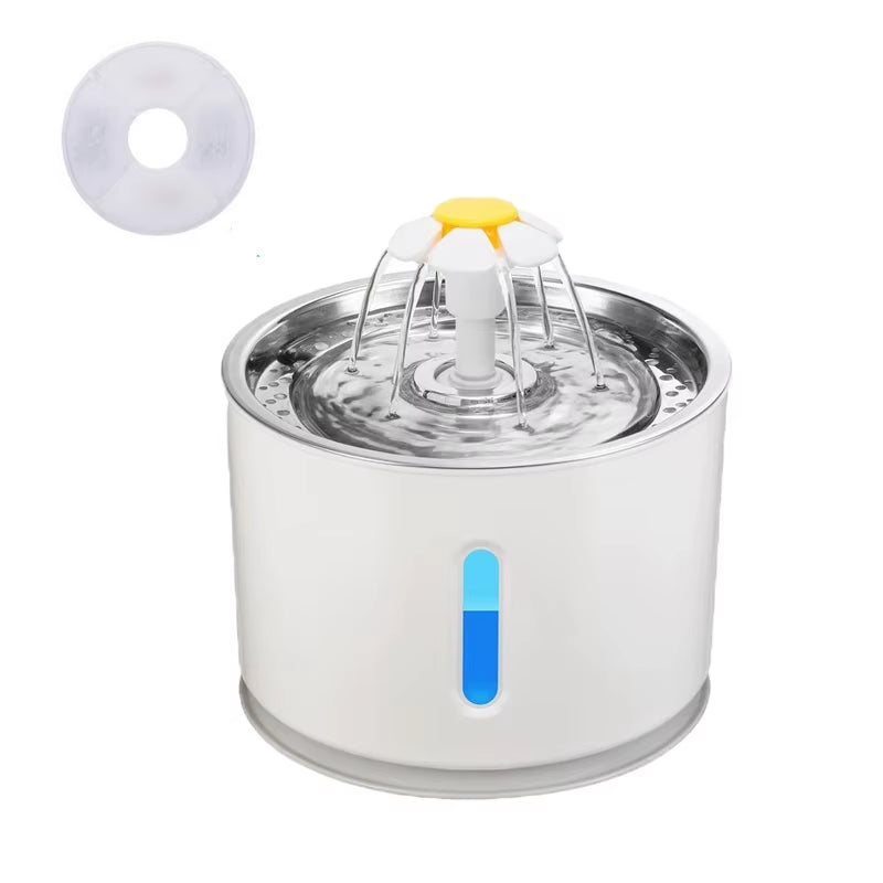 Fuente de agua automática para Gato con iluminación LED, paquete de 5 filtros, 2,4 L, USB, bebedero silencioso para perros y gatos, dispensador de bebidas