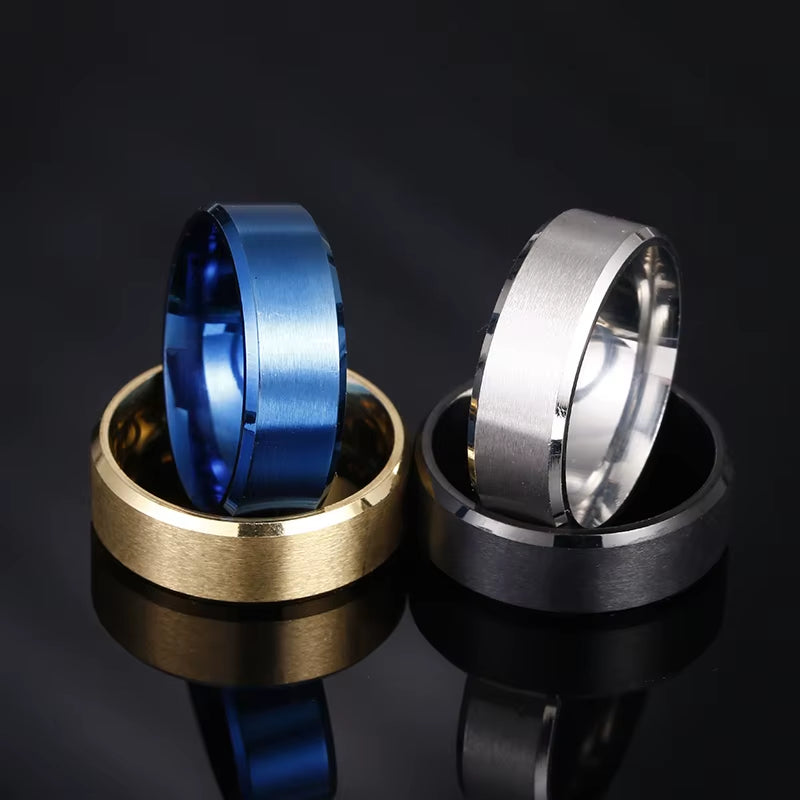 Anillo de joyería con dijes de moda, anillos negros de acero inoxidable para hombres y mujeres, nombre grabado personalizado