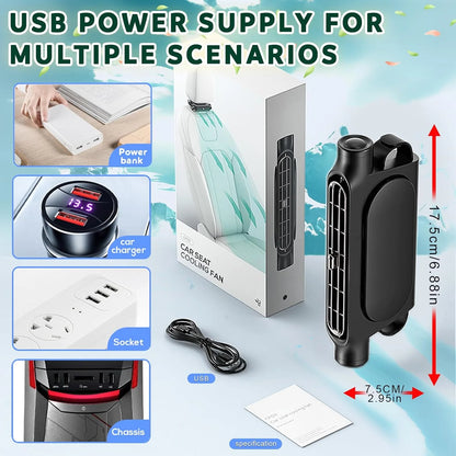 Ventilador de Refrigeración para Asiento de Coche, 3 Velocidades Ajustables, USB 5V, Ventilador de Aire para Reposacabezas de Coche, Ventilador para Asiento Delantero y Trasero, Accesorios para el Interior del Coche