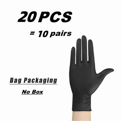 Guantes desechables de nitrilo negro para el trabajo, guantes de limpieza para el hogar sin látex, tatuajes mecánicos texturizados, tinte para el cabello, belleza, 10/20/50/100 Uds.