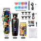 Cortadora de pelo profesional Kemei Grafiti de Nexorretail, máquina de afeitar USB con diseño colorido y cabezal afilado para cortes precisos.