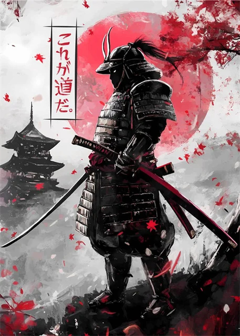 Pósteres de guerrero samurái japonés, lienzo impreso, pintura artística abstracta samurái japonés, imágenes artísticas de pared para decoración del hogar y la sala de estar