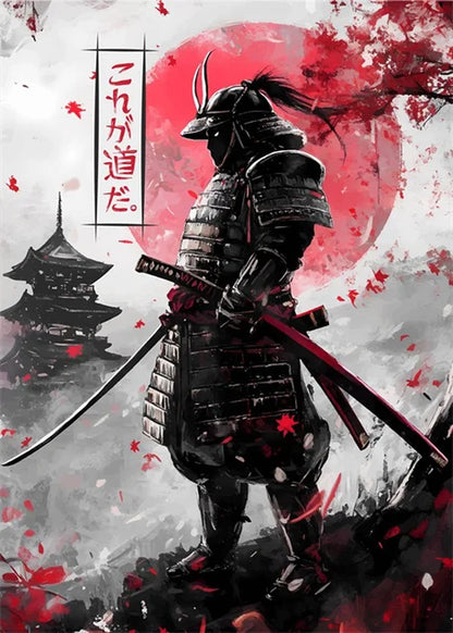 Pósteres de guerrero samurái japonés, lienzo impreso, pintura artística abstracta samurái japonés, imágenes artísticas de pared para decoración del hogar y la sala de estar