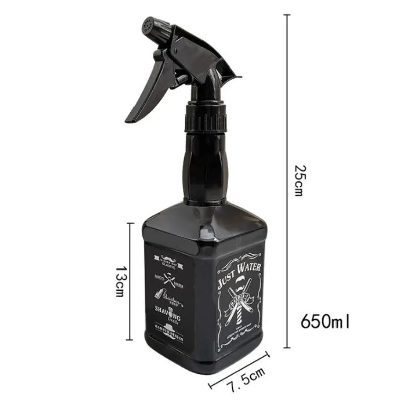 Botella pulverizadora de peluquería de 500ML/650ML, herramientas para el cabello de peluquero, rociador de agua, regadera con cabezal de aceite de whisky Retro