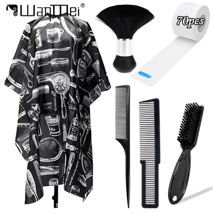 Kit profesional de peluquería Nexorretail con capa de corte, peines y sacapelos para salón de belleza.