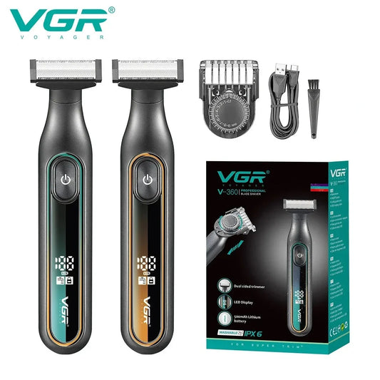 VGR rasuradora de hombre rasuradora barba hombre Afeitadora Profesional Afeitadora Portátil Recortadora de vello corporal IPX6 Resistente al agua Recortadora de barba Recargable Afeitadora eléctrica para hombres V-360