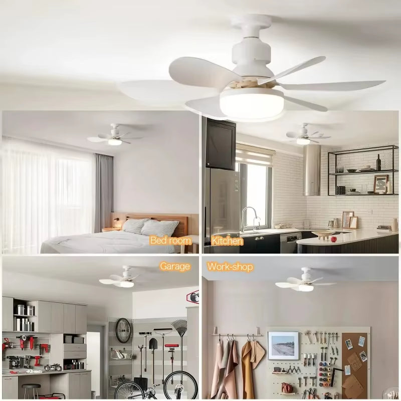Ventilador de techo de 30W con luz E27 y función de atenuación LED con control remoto, adecuado para sala de estar, estudio y uso doméstico, 85-265V