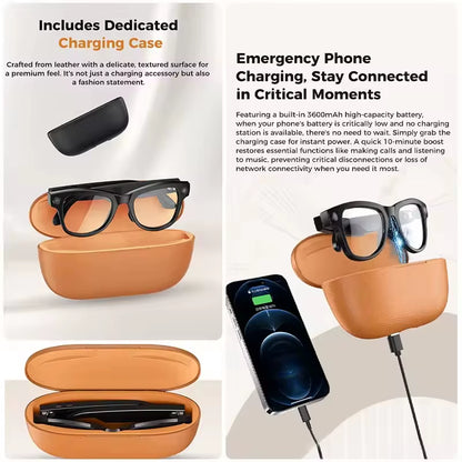 Gafas inteligentes Nexorretail M02 Ultra AI con cámara Sony 8MP y estuche de 3600mAh para grabación y protección