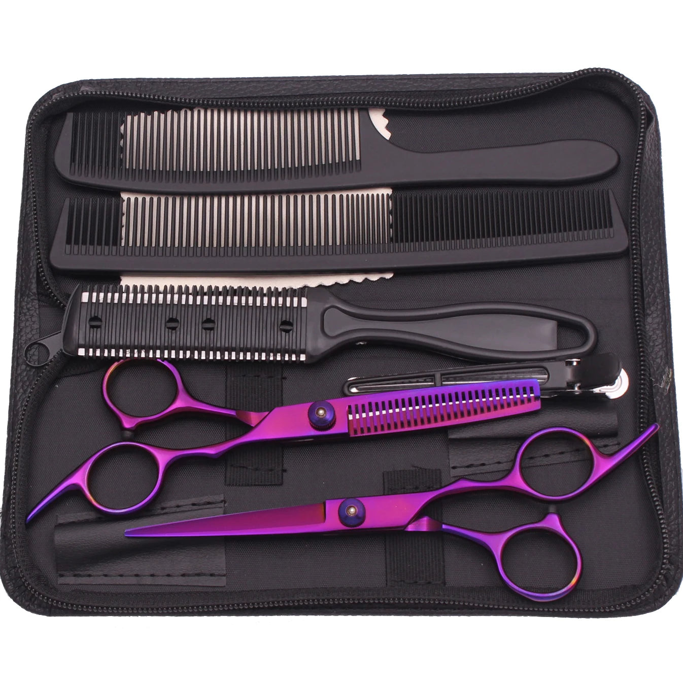Kit de tijeras de peluquería profesional Nexorretail con 6.0 pulgadas, hechas de acero japonés para cortes precisos.