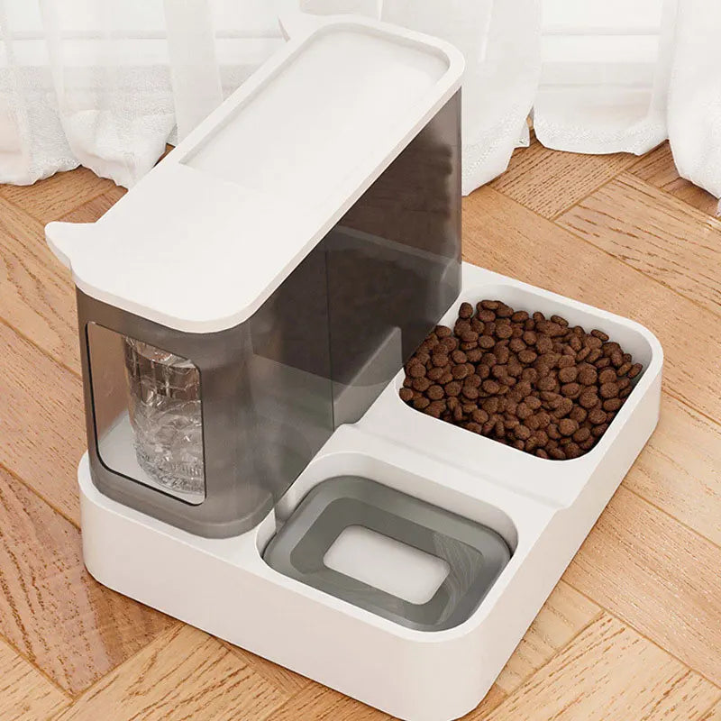 Comedero y Bebedero Automático Todo en Uno para Gatos, Tazón para Mascotas de Gran Capacidad, Dispensador de Agua Automático 2 en 1 Sin Mojado el Rostro