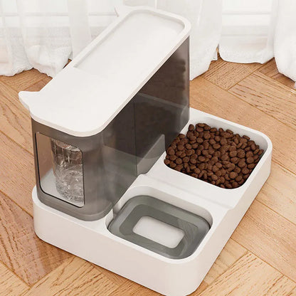 Comedero y Bebedero Automático Todo en Uno para Gatos, Tazón para Mascotas de Gran Capacidad, Dispensador de Agua Automático 2 en 1 Sin Mojado el Rostro