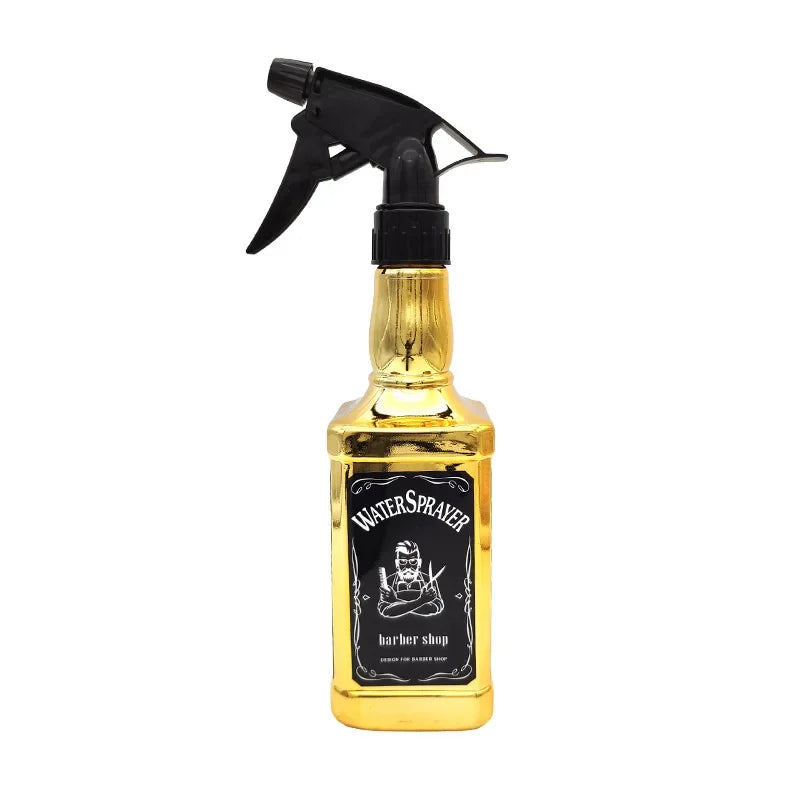 Botella pulverizadora de peluquería de 500ML/650ML, herramientas para el cabello de peluquero, rociador de agua, regadera con cabezal de aceite de whisky Retro