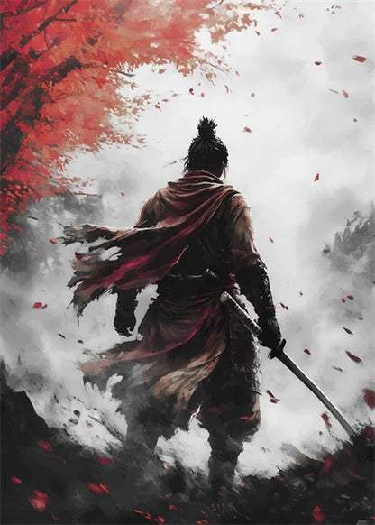 Pósteres de guerrero samurái japonés, lienzo impreso, pintura artística abstracta samurái japonés, imágenes artísticas de pared para decoración del hogar y la sala de estar