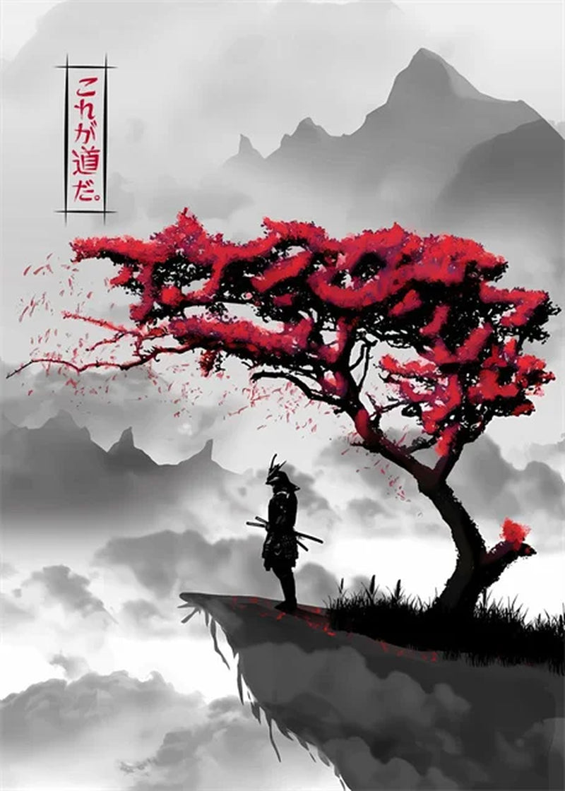 Pósteres de guerrero samurái japonés, lienzo impreso, pintura artística abstracta samurái japonés, imágenes artísticas de pared para decoración del hogar y la sala de estar