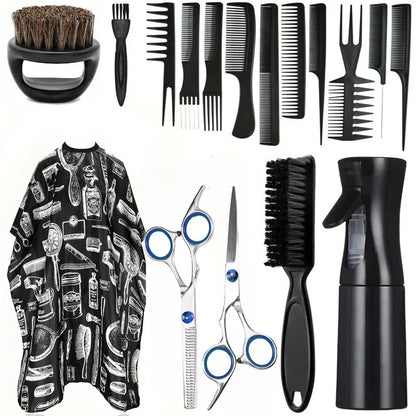 Conjunto de barbería profesional WANMEI de Nexorretail, incluye capa ajustable, peines y tijeras para corte de cabello.